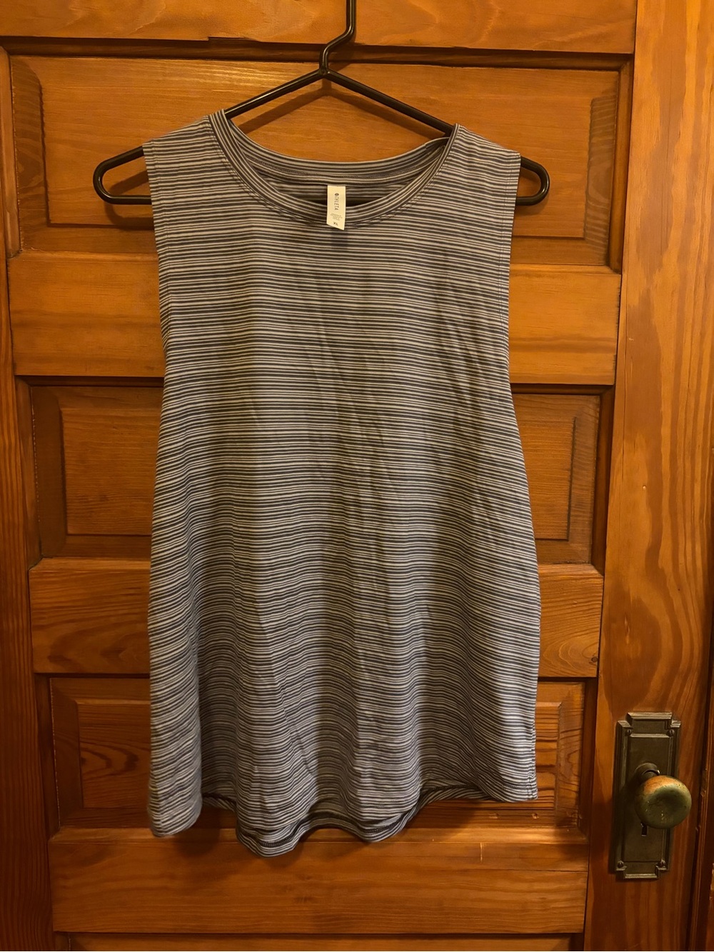 Athleta Sleeveless grey Striped Tank Dress size XL silk activewear NWOT